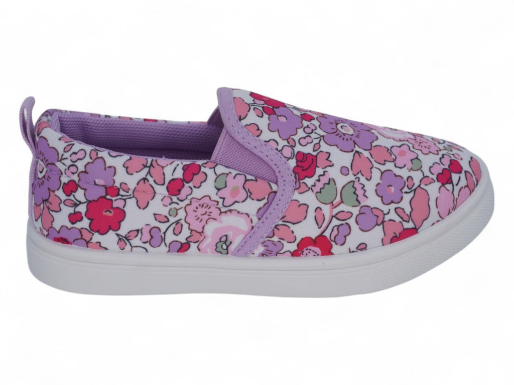 Toddler White Purple Multicolor Flower Slip On