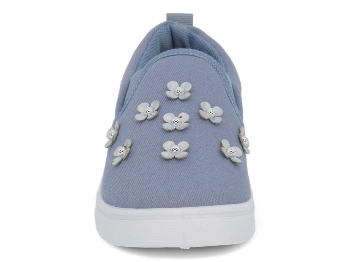 Girls` Denim Flower Slip On