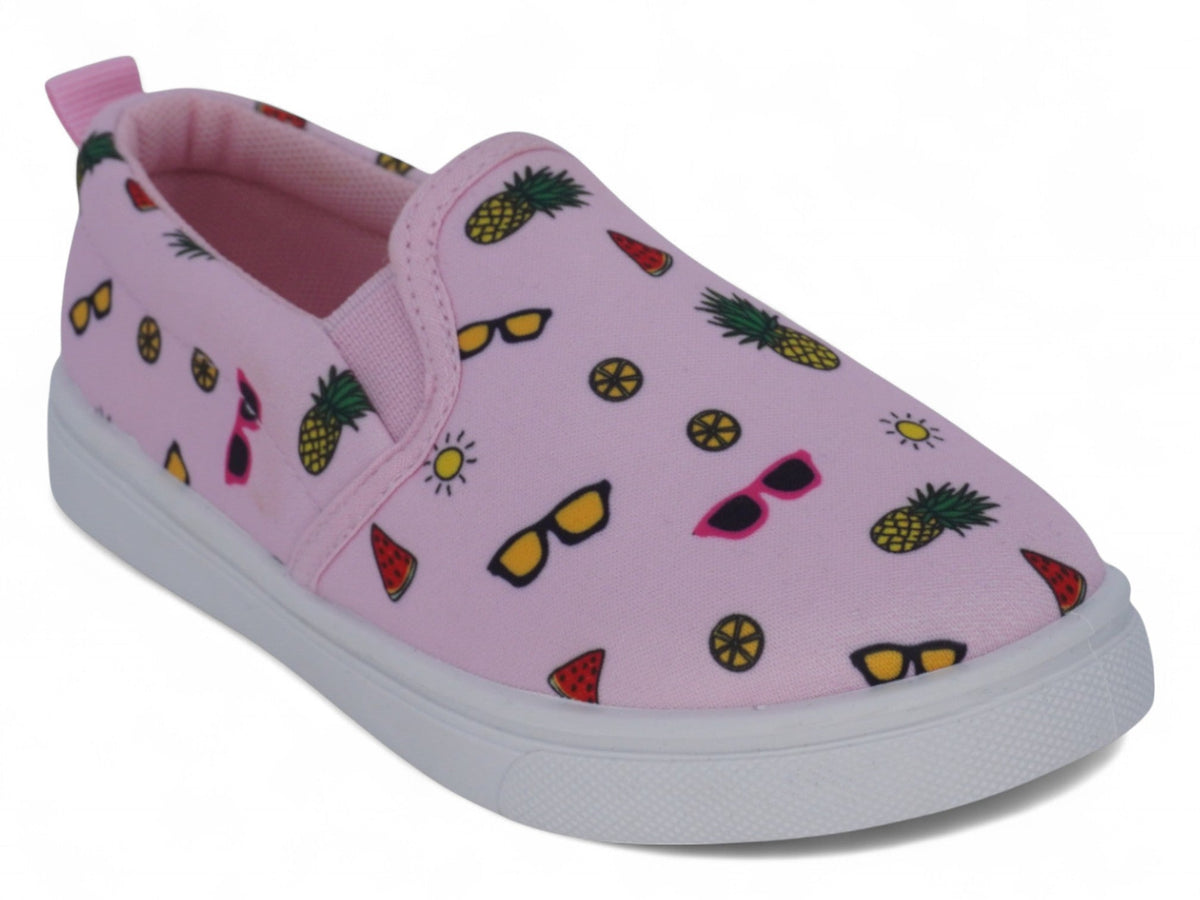 Girls Pink Summer Print Slip On