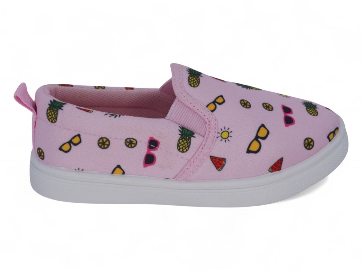 Girls Pink Summer Print Slip On