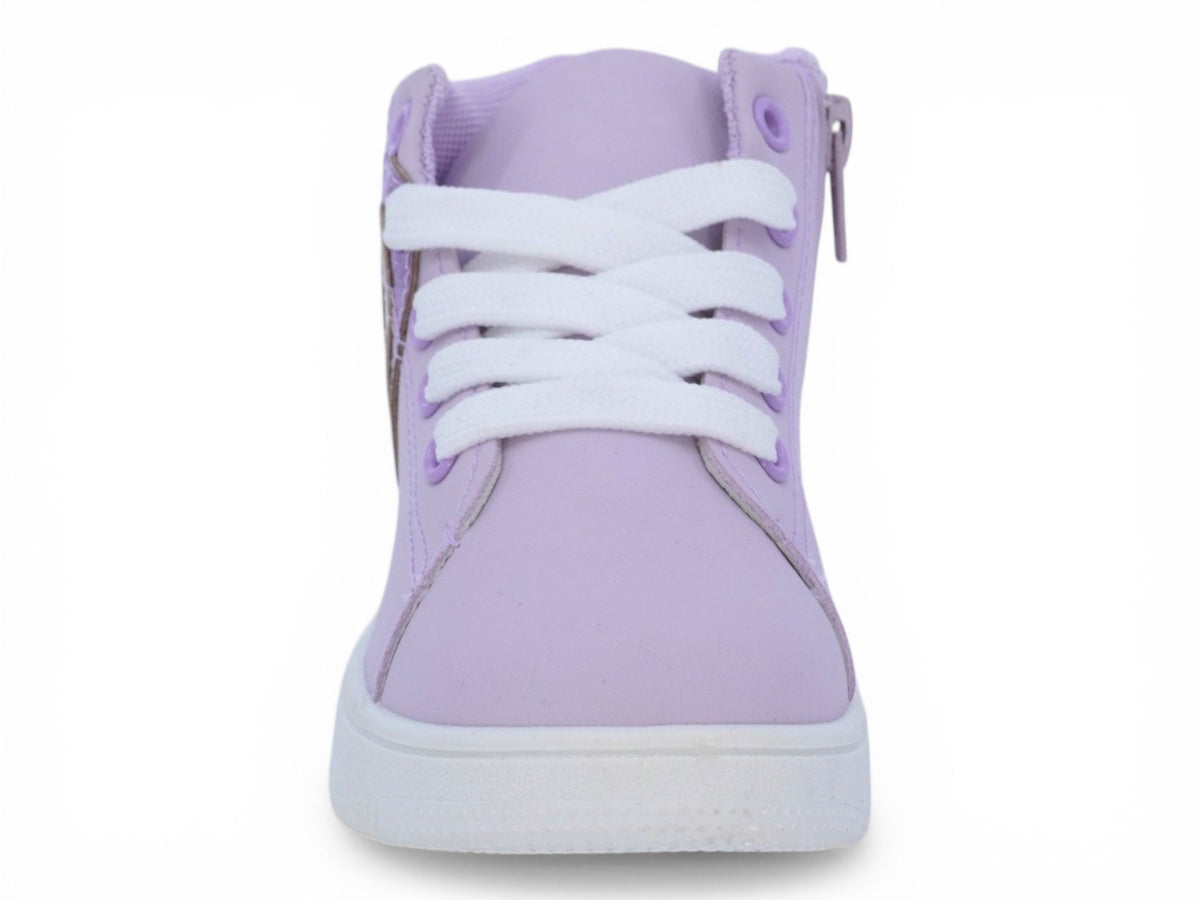 Girls` Lilac Triple Glitter Heart Sneaker