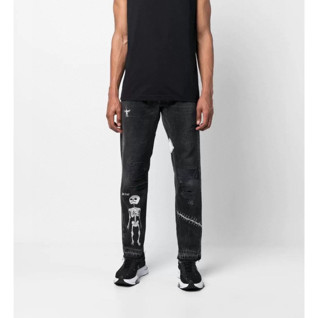 Gallery Dept Jeans Skull Alphabet Patch Heavy Industry Washed Jeans