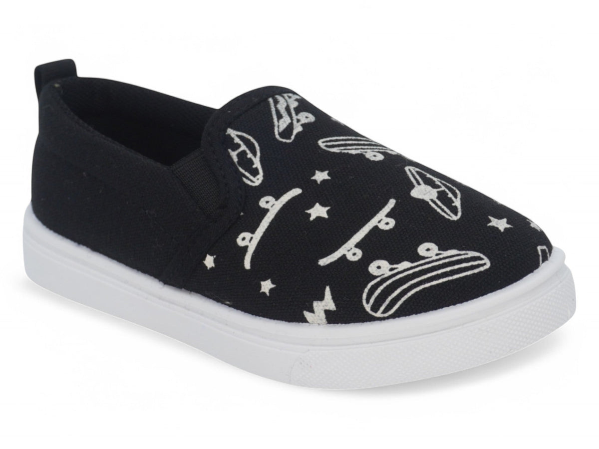 Toddler Black Skater Canvas Slip On