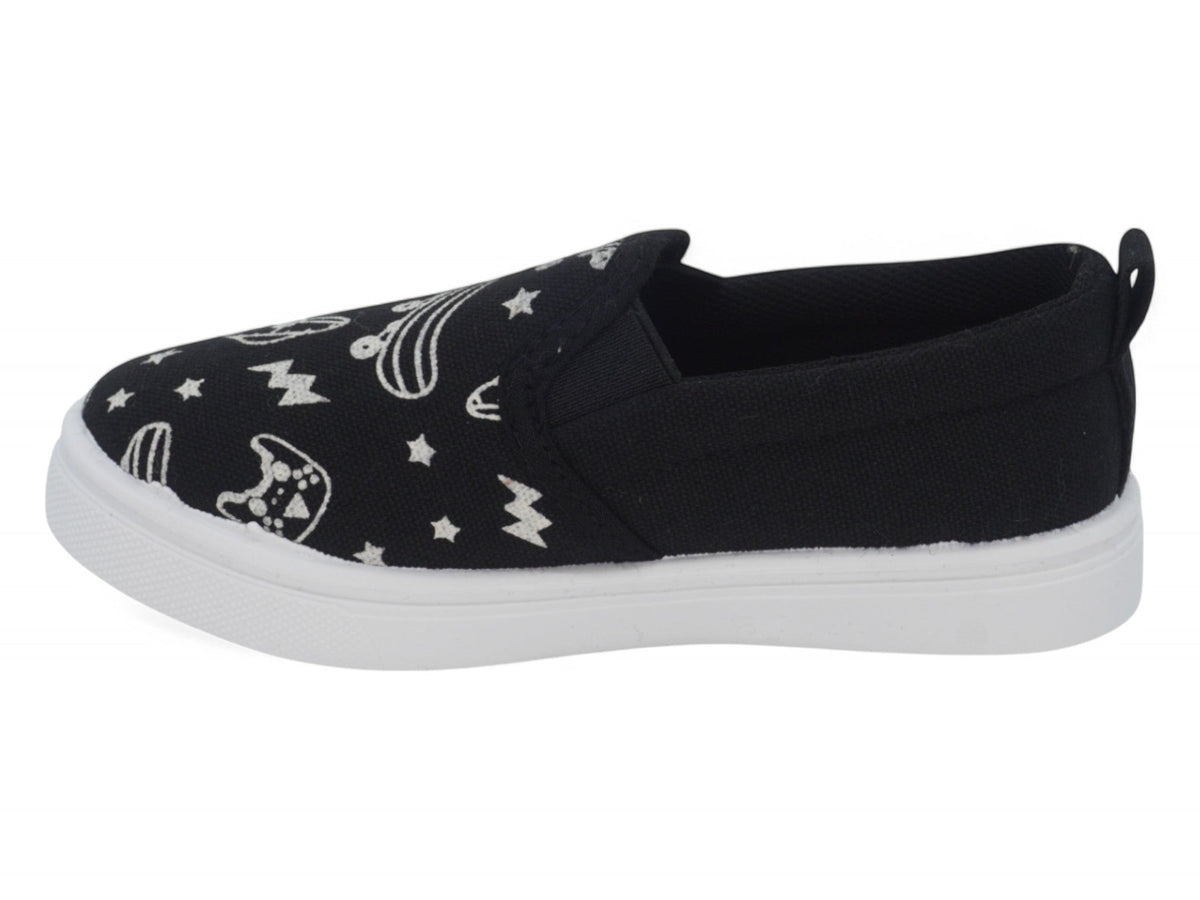 Toddler Black Skater Canvas Slip On