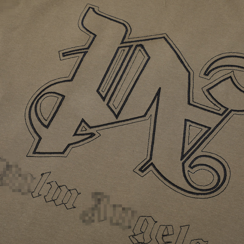 Palm Angels T-shirt Embroidered Letter Logo Short Sleeve T-shirt